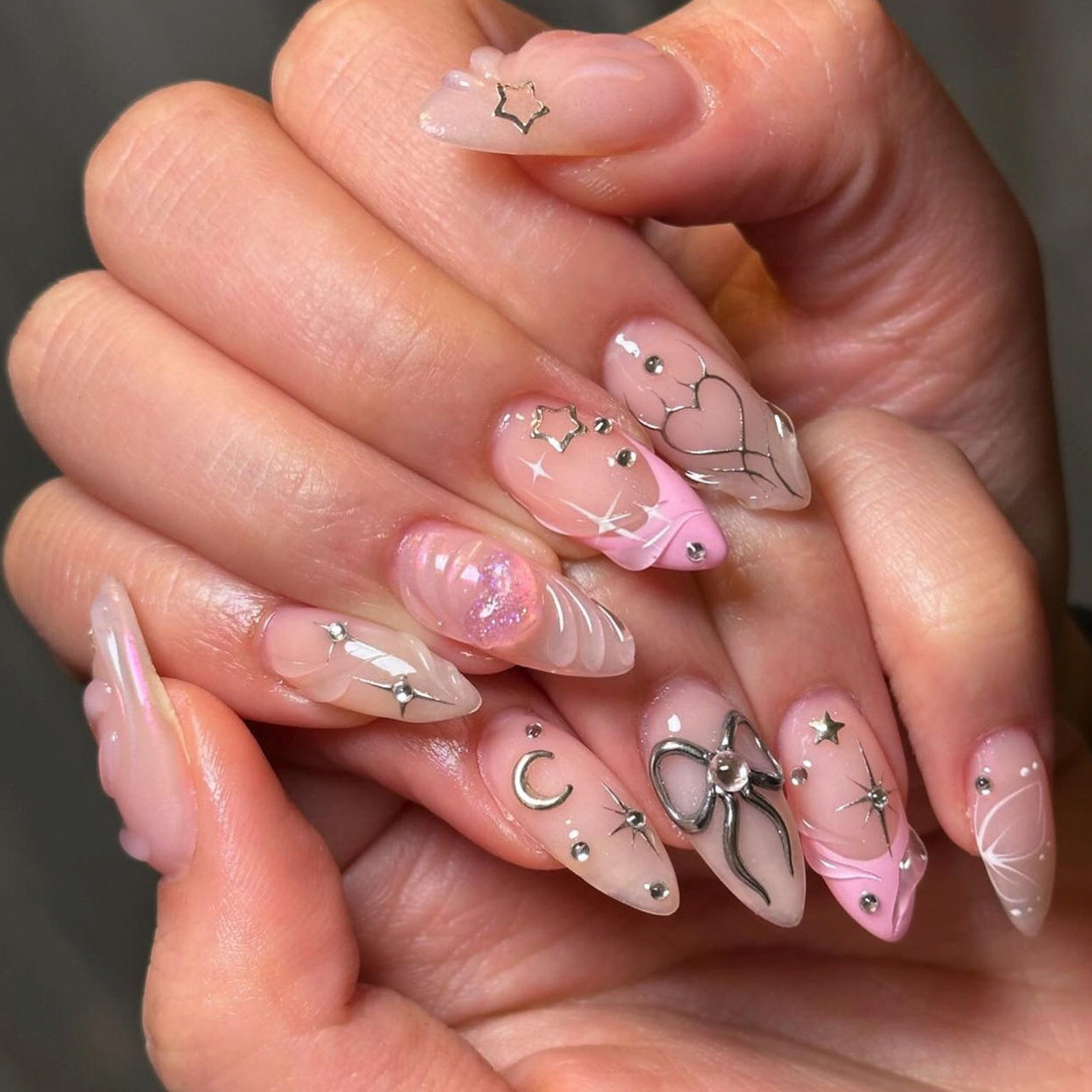 Nail Art Valentines Day - 24-delige strik kunstnagels sets druk op
