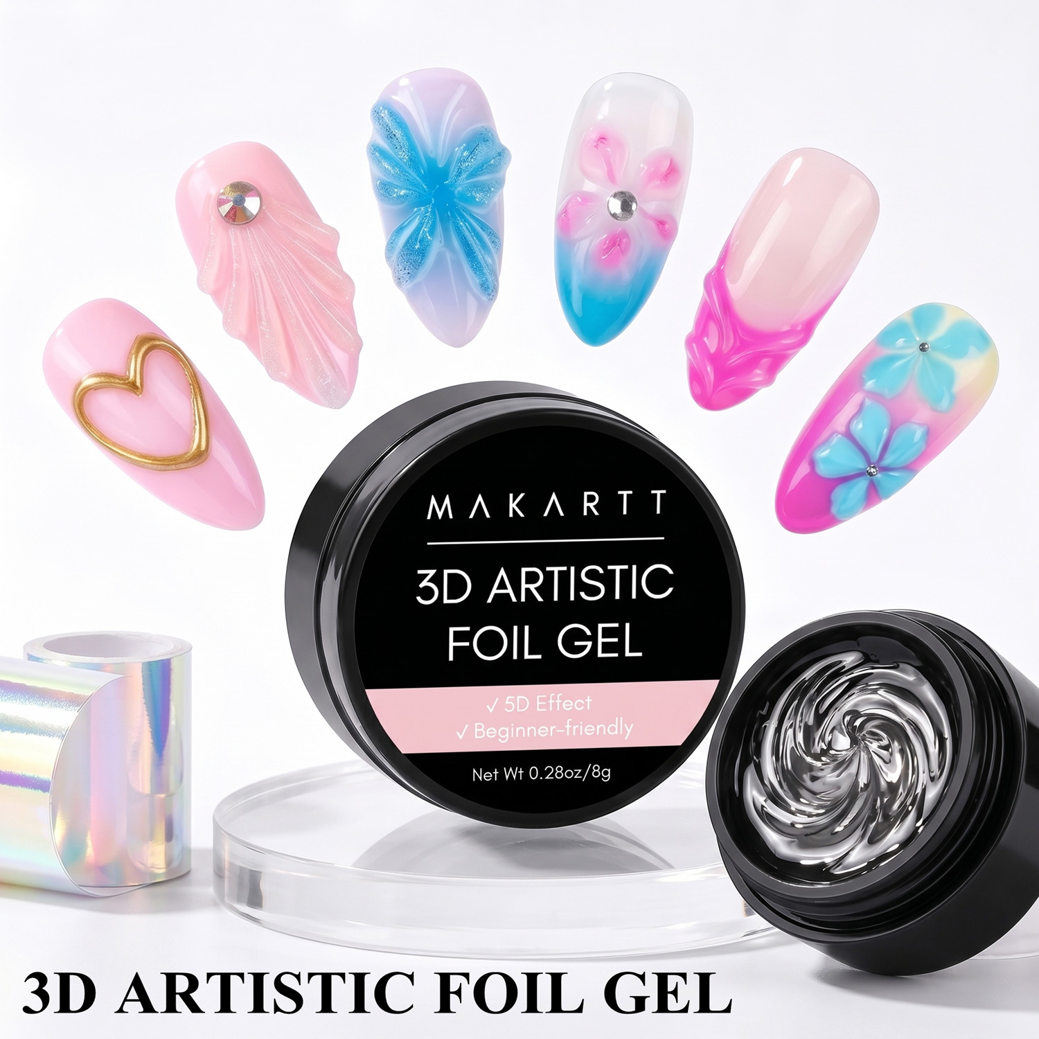 Nail Foil Transfer - Makartt 3D Nagellak Gel 8ml Nagelfolie
