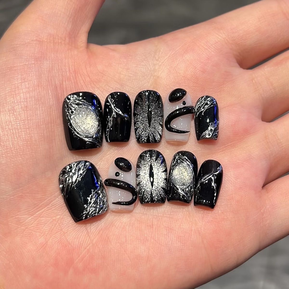 Nail Art Glossy - 10 stuks zwarte schattige kat handgemaakte