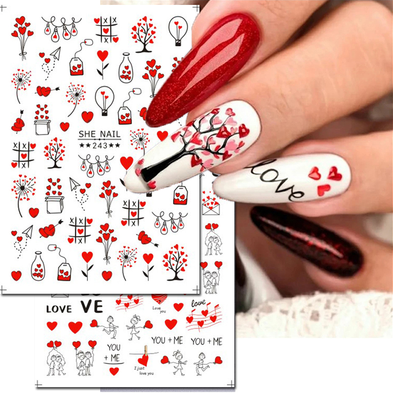 Nail Art Valentines Day - 3D Nail Art Sliders Stickers Valentijn
