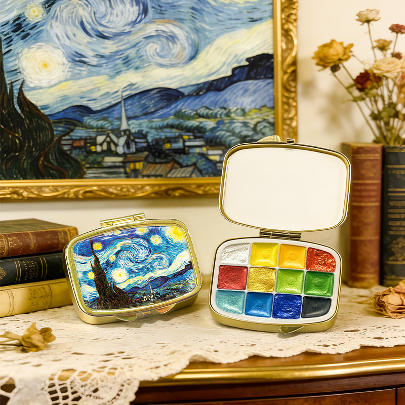 Nail Art Van Gogh - Van Gogh Sterrennacht Glitter Waterverf Set