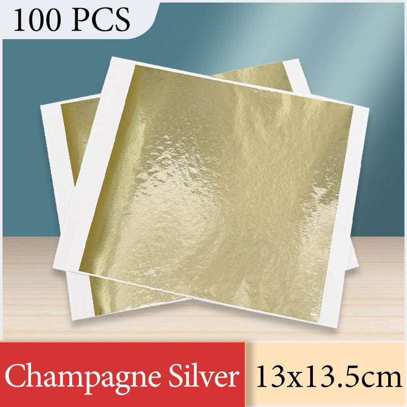 Nail Foil Transfer - 13x13.5 cm Champagne Zilverfolie Papier Bladgoud