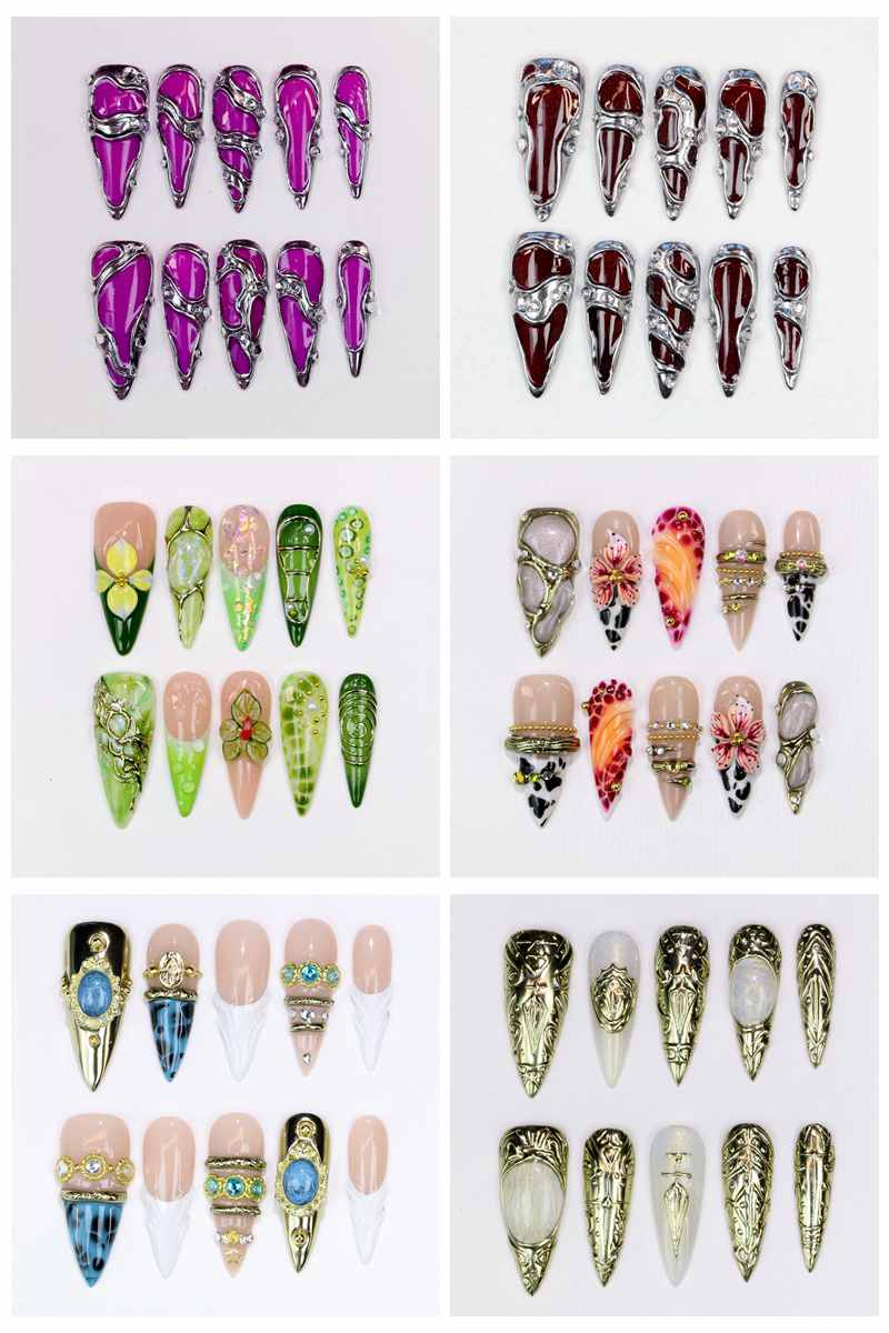 Nail Art Glossy - 10 stuks lange stiletto opzetnagels, glanzend,