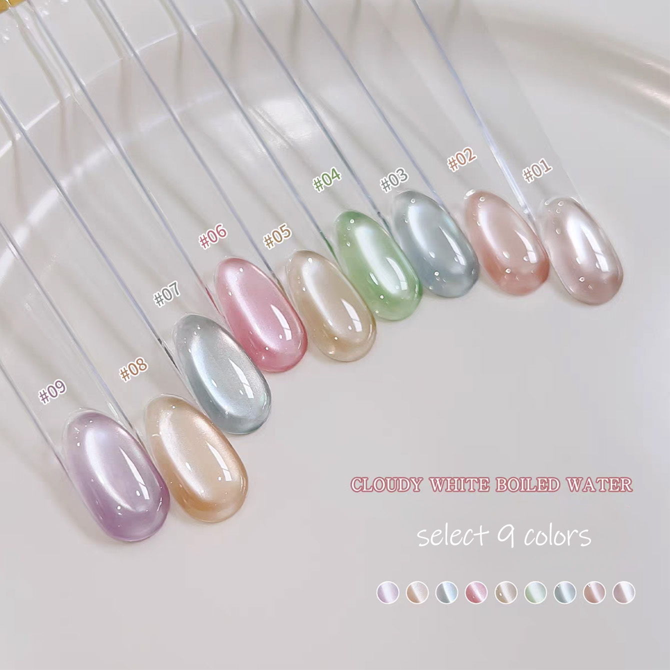 Nail Art Cat Eye Pink - SHAKA 1 stuk Transparant Wolkig Wit