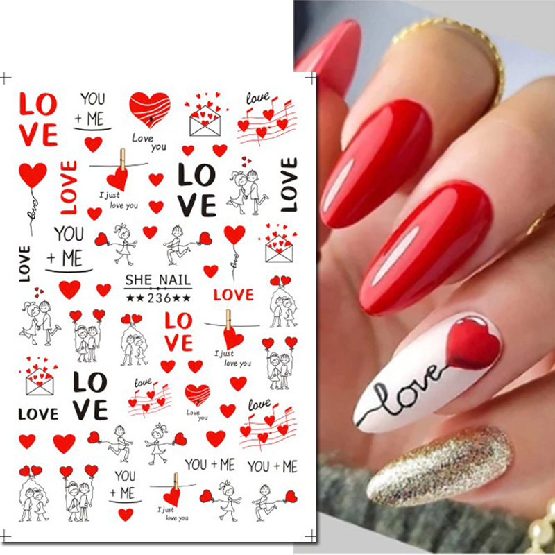 3D Nail Art Sliders Stickers V - Nail Art Valentines Day recensie en prijs