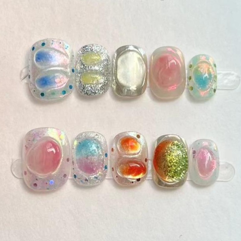 10 stuks schattige korte ronde - Nail Art Glossy recensie en prijs