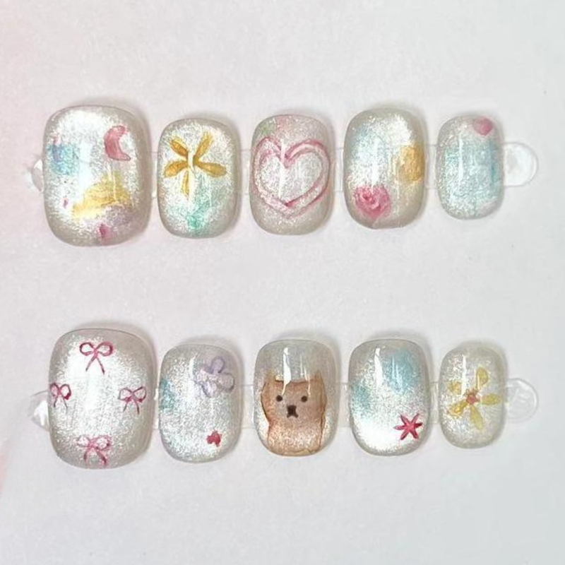 10 stuks schattige korte ronde - Nail Art Glossy recensie en prijs