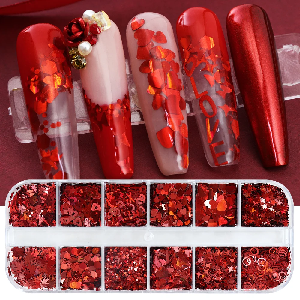Holografische Rode Nail Art Gl - Nail Art Valentines Day recensie en prijs