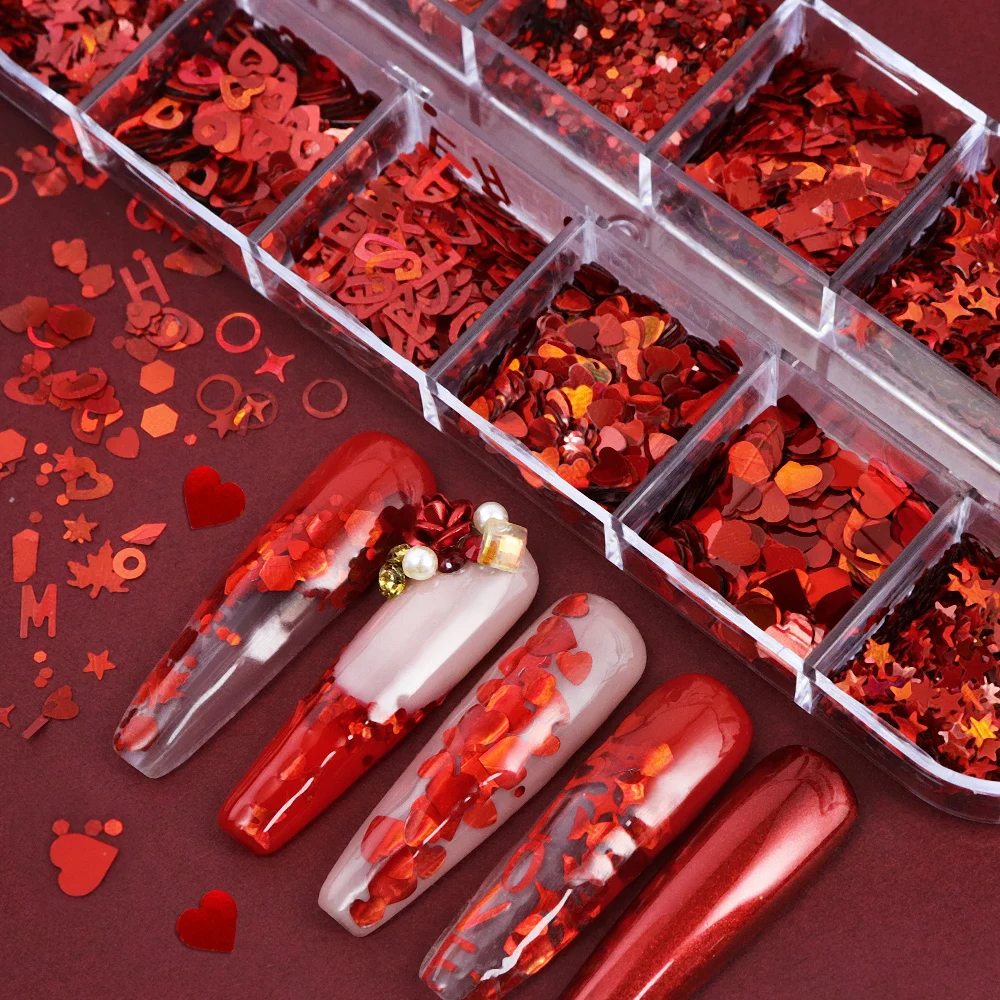 Holografische Rode Nail Art Gl - Nail Art Valentines Day recensie en prijs
