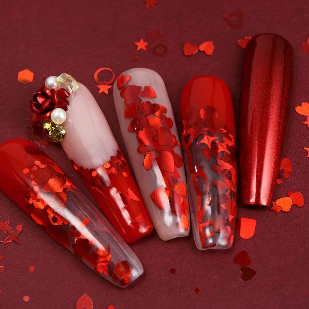 Holografische Rode Nail Art Gl - Nail Art Valentines Day recensie en prijs