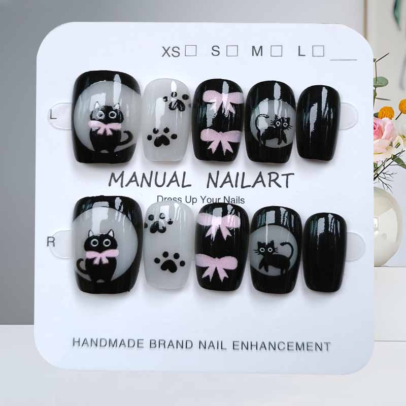 10 stuks leuke cartoon zwarte  - Nail Art Cat Eye Pink recensie en prijs